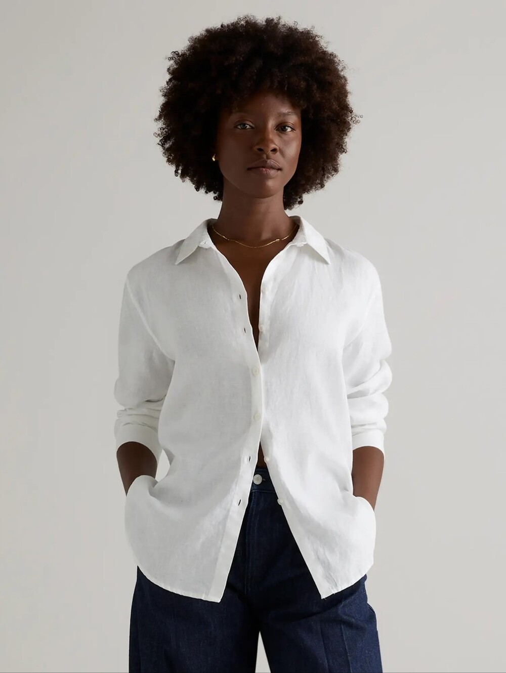 Quince 100% Linen White Oversize Button Up Shirt NEW Size XS